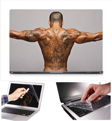 

Skin Yard Body Building Back Laptop Skin Decal with Keyguard & Screen Protector -15.6 Inch Combo Set