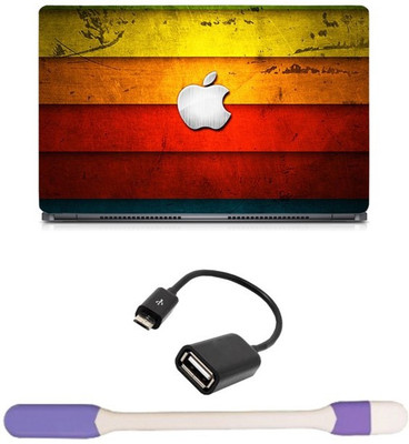 

Skin Yard Colour Wooden Apple Laptop Skin -14.1 Inch with USB LED Light & OTG Cable (Assorted) Combo Set