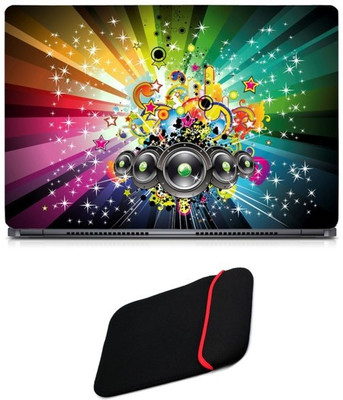 

Skin Yard Music Abstract Colourful Background Laptop Skin/Decal with Reversible Laptop Sleeve - 14.1 Inch Combo Set
