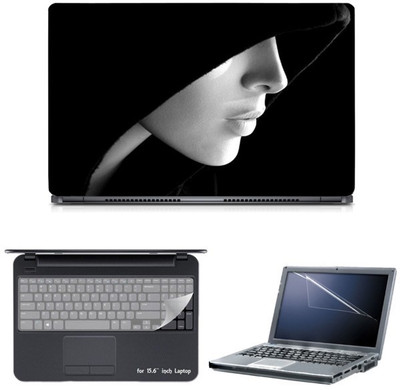 

Skin Yard Beautiful Black & White Girl Laptop Skin with Screen Protector & Keyguard -15.6 Inch Combo Set