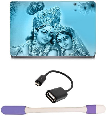 

Skin Yard Radha Krishna Blueish Laptop Skin with USB LED Light & OTG Cable - 15.6 Inch Combo Set