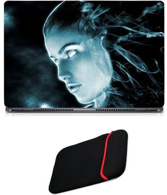 

Skin Yard Girl Ghost Face Laptop Skin/Decal with Reversible Laptop Sleeve - 15.6 Inch Combo Set