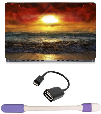 

Skin Yard Beautiful Sunset Laptop Skin with USB LED Light & OTG Cable - 15.6 Inch Combo Set