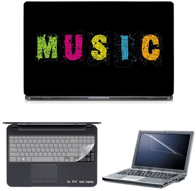 

Skin Yard Colourful Music Words Sparkle Laptop Skin with Screen Protector & Keyguard -15.6 Inch Combo Set