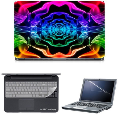 

Skin Yard Colourful Ribbon Smoke Abstract Laptop Skin with Screen Protector & Keyguard -15.6 Inch Combo Set
