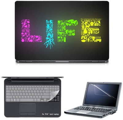 

Skin Yard Live Your Life Typography Sparkle Laptop Skin with Screen Protector & Keyguard -15.6 Inch Combo Set