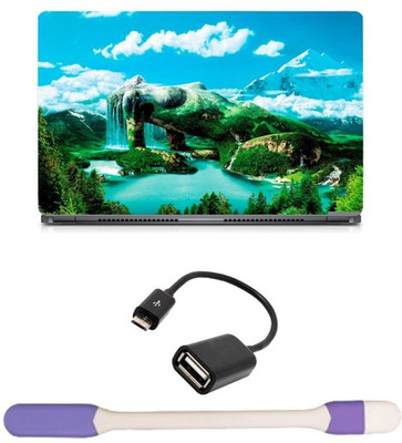 

Skin Yard Women Green World Nature Laptop Skin -14.1 Inch with USB LED Light & OTG Cable (Assorted) Combo Set