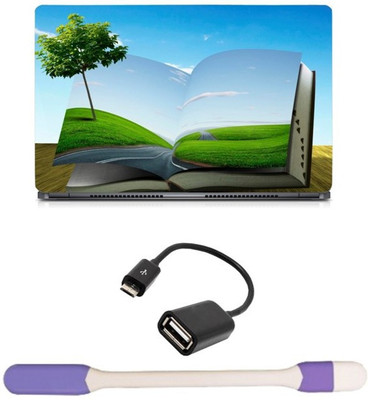 

Skin Yard Nature Plant Book Laptop Skin -14.1 Inch with USB LED Light & OTG Cable (Assorted) Combo Set