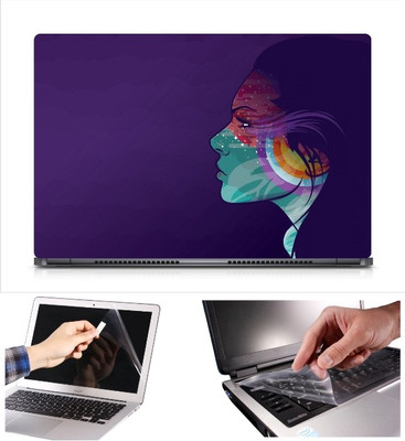 

Skin Yard Colourful Face Blue Background Laptop Skin Decal with Keyguard & Screen Protector -15.6 Inch Combo Set
