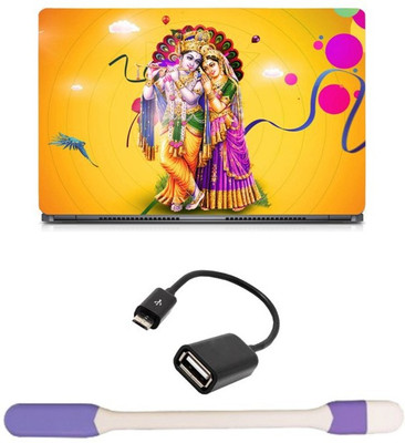

Skin Yard Radha Krishna Yellow Laptop Skin with USB LED Light & OTG Cable - 15.6 Inch Combo Set