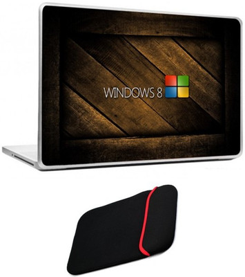 

Skin Yard Windows 8 with Wooden Background Laptop Skin/Decal with Reversible Laptop Sleeve - 14.1 Inch Combo Set