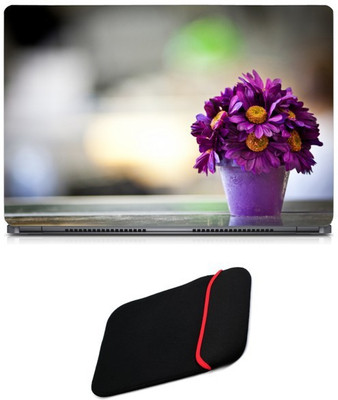 

Skin Yard Spring Flower Pot Sparkle Laptop Skin/Decal with Reversible Laptop Sleeve - 14.1 Inch Combo Set
