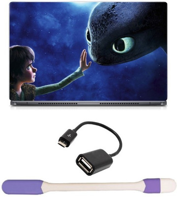 

Skin Yard Train Your Dragon Laptop Skin -14.1 Inch with USB LED Light & OTG Cable (Assorted) Combo Set