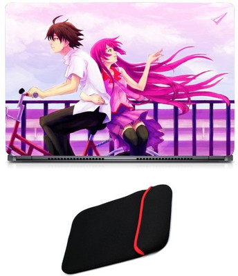 

Skin Yard Anime Lovers on Cycle Laptop Skin/Decal with Reversible Laptop Sleeve - 15.6 Inch Combo Set