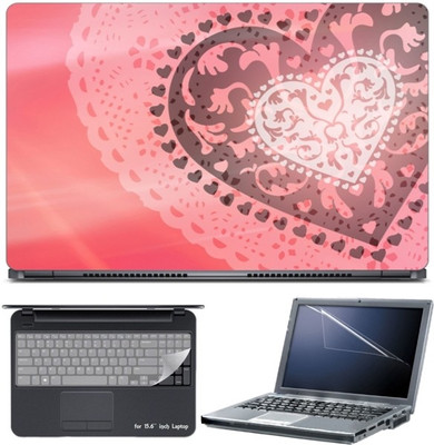 

Skin Yard Pink Love Heart Abstract Laptop Skin with Screen Protector & Keyboard Skin -15.6 Inch Combo Set