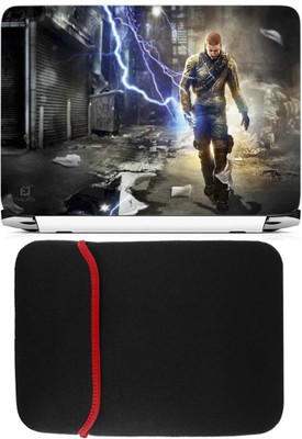 

FineArts Infamous Cole Laptop Skin with Reversible Laptop Sleeve Combo Set