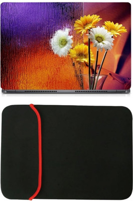 

Skin Yard White Yellow Sun Flower Laptop Skin/Decal with Reversible Laptop Sleeve - 14.1 Inch Combo Set