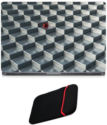 

Skin Yard Cubes Red Ball Laptop Skin/Decal with Reversible Laptop Sleeve - 15.6 Inch Combo Set