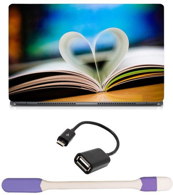 

Skin Yard Love Book Laptop Skin -14.1 Inch with USB LED Light & OTG Cable (Assorted) Combo Set