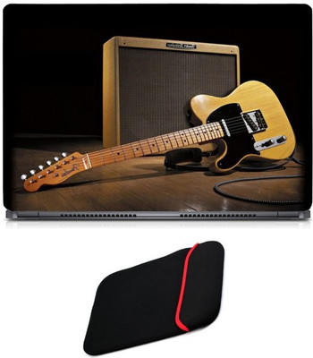 Skin Yard Stereo Guitar Laptop Skin/Decal with Reversible Laptop Sleeve - 15.6 Inch Combo Set