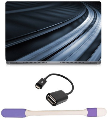 

Skin Yard 3D Neon Black Wallpaper Laptop Skin -14.1 Inch with USB LED Light & OTG Cable (Assorted) Combo Set