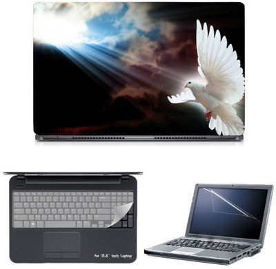 

Skin Yard White Dove Flying To The Heaven Sparkle Laptop Skin with Screen Protector & Keyguard -15.6 Inch Combo Set