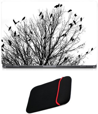 

Skin Yard Silhouette Tree with Crowded Birds Sparkle Laptop Skin/Decal with Reversible Laptop Sleeve - 14.1 Inch Combo Set