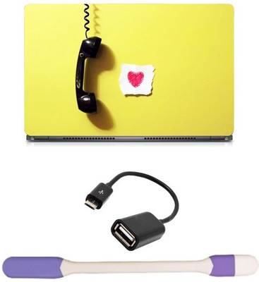 

Skin Yard Receiver Love Laptop Skin -14.1 Inch with USB LED Light & OTG Cable (Assorted) Combo Set