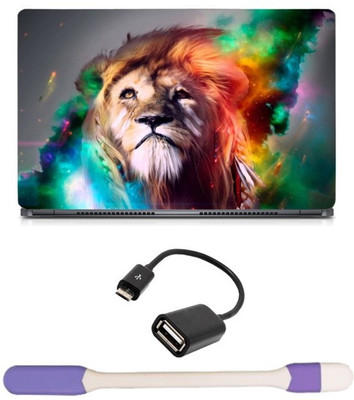 

Skin Yard Lion Colour Art Laptop Skin with USB LED Light & OTG Cable - 15.6 Inch Combo Set