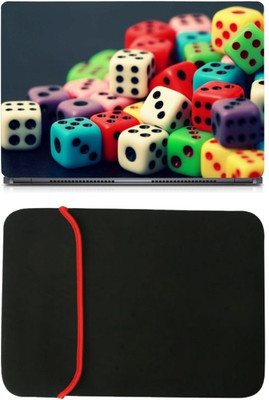 Skin Yard Colour Dice Laptop Skin/Decal with Reversible Laptop Sleeve - 15.6 Inch Combo Set