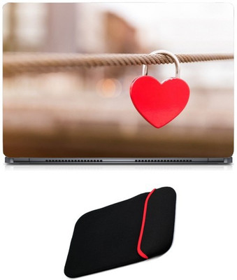 

Skin Yard Heart Key Chain in Rope Sparkle Laptop Skin/Decal with Reversible Laptop Sleeve - 15.6 Inch Combo Set