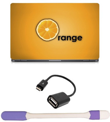 

Skin Yard Digital Orange Typography Sparkle Laptop Skin with USB LED Light & OTG Cable - 15.6 Inch Combo Set