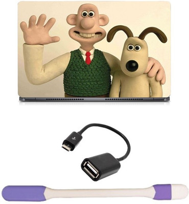 

Skin Yard Wallace and Gromit Laptop Skin with USB LED Light & OTG Cable - 15.6 Inch Combo Set