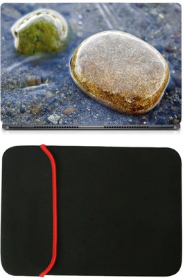 

Skin Yard Water Stone Pebble Stream Laptop Skin/Decal with Reversible Laptop Sleeve - 14.1 Inch Combo Set