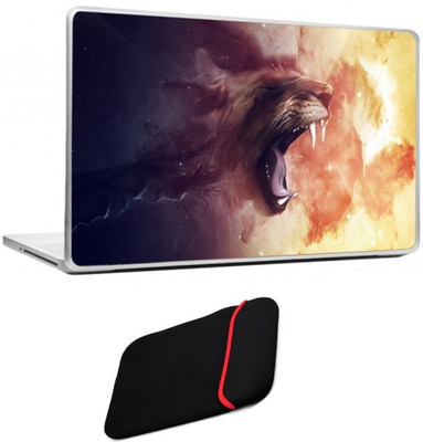 

Skin Yard Digital Lion In Space Laptop Skin/Decals with Reversible Laptop Sleeve - 14.1 Inch Combo Set
