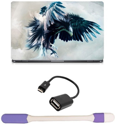

Skin Yard Digital Eagle Laptop Skin -14.1 Inch with USB LED Light & OTG Cable (Assorted) Combo Set