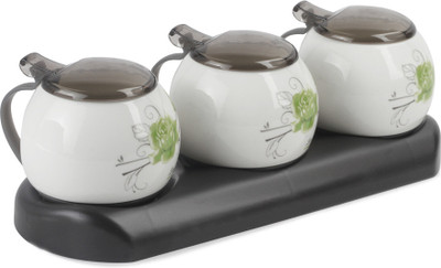 

Chrome Kitchen Seasoning Pot Set Black 3 Piece Oil & Vinegar Set(Plastic)