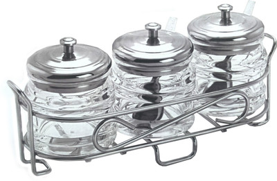 

Mazda Transparent Pickle Jar/Container set 3 Piece Condiment Set(Stainless Steel)