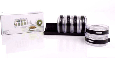 

Herbs&Spices Portable Cylindra Spice Masala Rack with Tray, Set of 6 Rotary Seasoning Box for Modular Kitchen Condiment Set(Plastic)