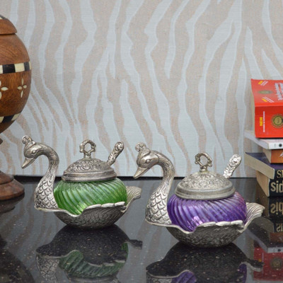 

eCraftIndia Set of Crystal Mouth Freshner Containers 2 Piece Condiment Set(Aluminium, Crystal)