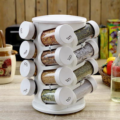 

JVS Majestic Spice Tower Solid White 16 Piece Condiment Set(Plastic)