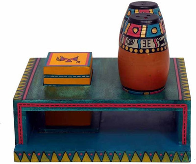 

Indikala Ethnic Wooden Multicoloured Salt Pepper Shaker and Toothpick Stand With Tissue Box 4 Piece Condiment Set(Wooden)