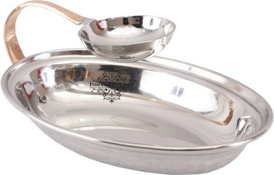 

IndianArtVilla Oval Chip N Dip Set 1 Piece Condiment Set(Stainless Steel)