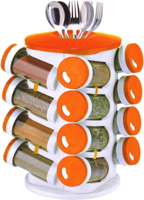 

TG Shoppers 360 degree Revolving Rack With Jars 16 Piece Cheese Shaker & Spice Shaker(Plastic)