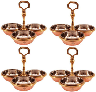 

IndianArtVilla Pickel Set of 3 Bowls 4 Piece Condiment Set(Steel, Copper)