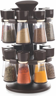 Filson Light Brown 16-Jar Revolving Spice Rack Masala Box Condiment Set(Plastic) available at flipkart for Rs.599