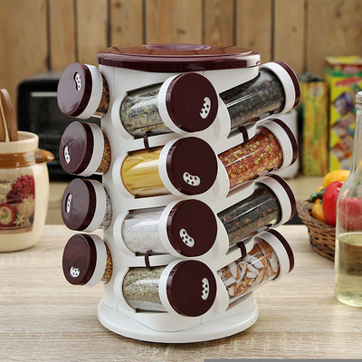 

JVS Majestic Spice Tower Solid Burgandy 16 Piece Condiment Set(Plastic)