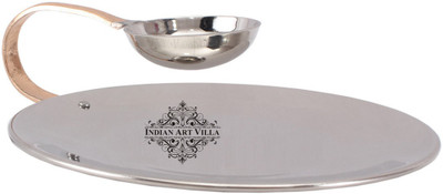 

IndianArtVilla Flat Chip N Dip Set 2 Piece Condiment Set(Stainless Steel)