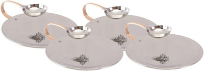

IndianArtVilla Flat Chip N Dip Set 4 Piece Condiment Set(Stainless Steel)