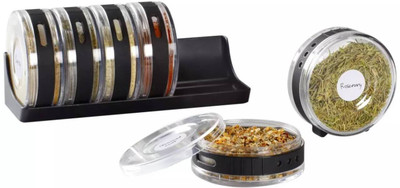 

Tangy&Spicy Portable Cylindra Spice Masala Rack with Tray, Set of 6 Rotary Seasoning Box for Modular Kitchen 6 Piece Spice Set(Plastic)